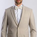 Béžový svadobný Slim Fit oblek s vestou