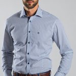 MODRÁ PRÚŽKOVANÁ EXTRA SLIM FIT KOŠEĽA